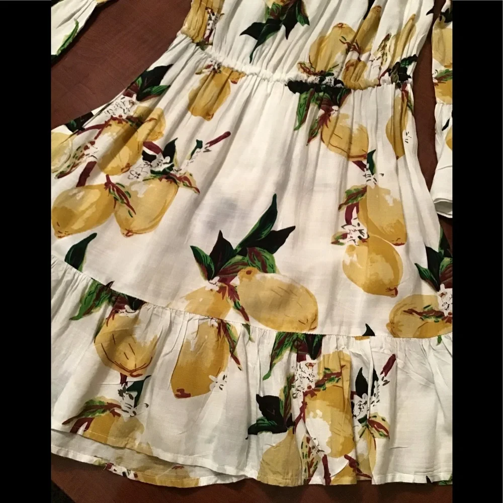 Blue Island Lemon Print Drawstring Off Shoulder Dress/ Cover-up Size XS - Picture 16 of 16
